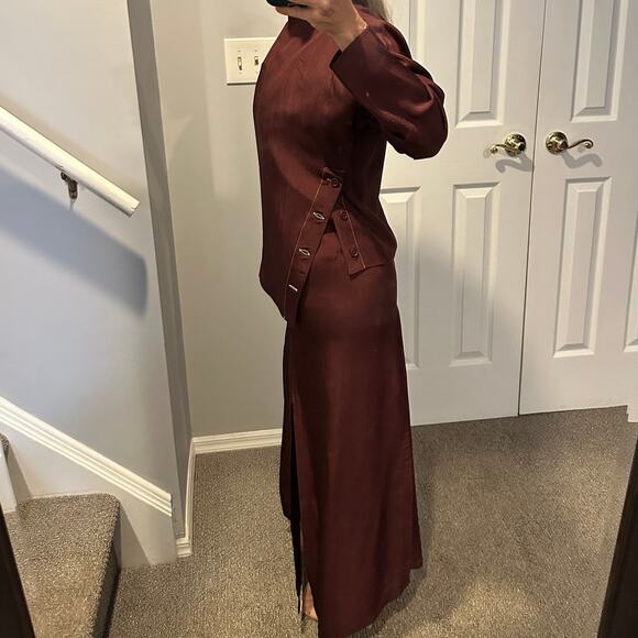 Róhe Rohe Fluid Slip Dress + Uneven Button Top Mulberry Burgundy 36 EU 4 US $990 - Picture 11 of 16